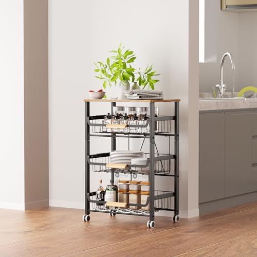4 Layer Fruit Basket Kitchen Food Storage Organizer and Storage Rack (White 4-layer Rack)