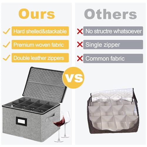 Wine Glass Storage Box (Grey / Stemware Storage Case)