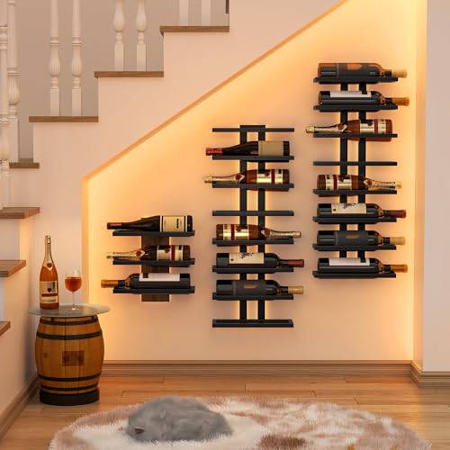 8 Tier Wall Mount Wine Rack (1 Pack (8 Bottles) / Black)