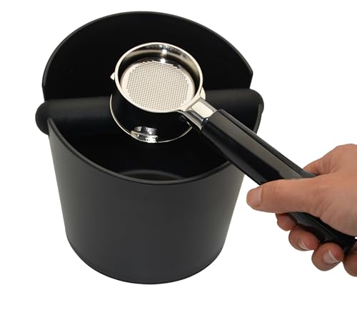 6.3 inch Large Espresso Knock Box Silicone coffee Tamper Mat Espresso Machine Accessories Set of 2 with Removable Knock Bar and Anti (6.3 Inch Knock Box with Tamper Mat)