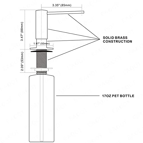 Brass Brushed Nickel Soap Dispenser for Kitchen Sink (Brushed Nickel)