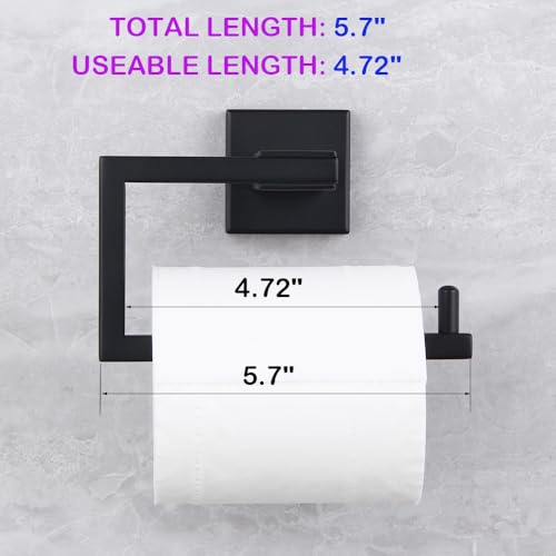 Matte Black Toilet Paper Holder SUS 304 Stainless Steel Wall Mounted Toilet Tissue Roll Holder for Bathroom (Black)