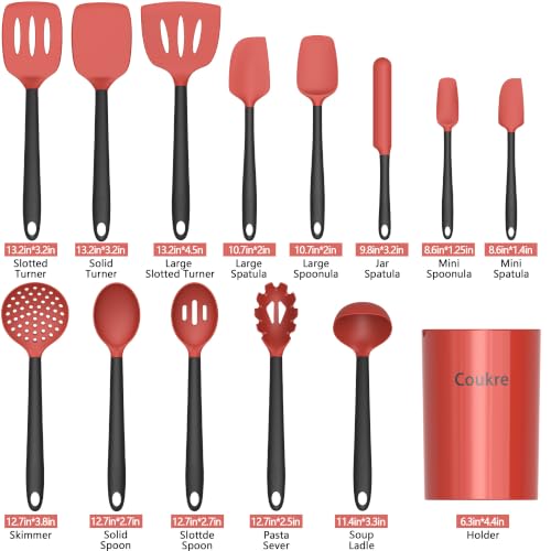 Silicone Kitchen Cooking Utensils Set (Red)