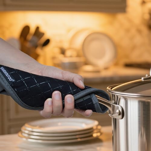 Oven Mitts and Pot Holders Sets 6pcs (Black)
