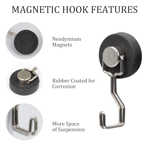 Magnetic Hooks for Grill & Refrigerator (12 Pack / Sliver)