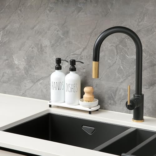 Soap Dispenser Set Comes with Stainless Steel Pumps (White & White)