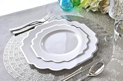 OCCASIONS " 960 Piece set (960 Piece (120 Guest) / I. Imperial White & Silver Rim)