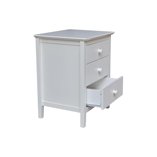 International Concepts Solid Wood Bedroom Nightstand with 3 Drawers in White (White)