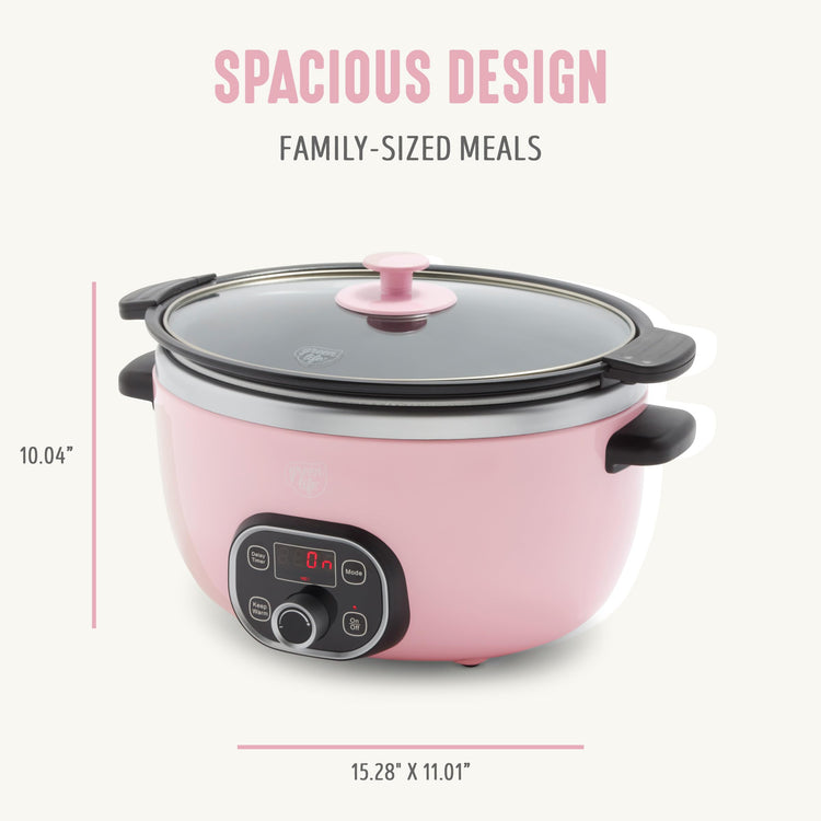 6QT Ceramic Nonstick Slow Cooker (Pink / 6 Quarts)