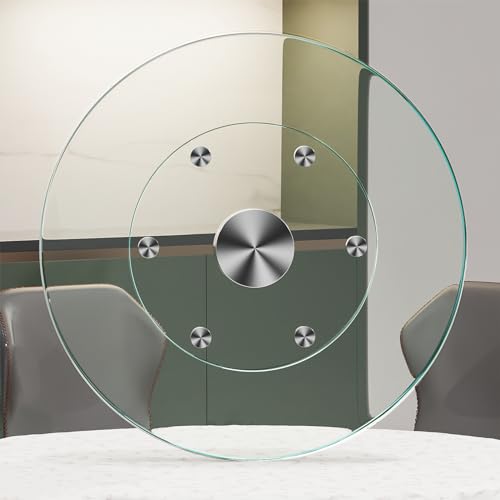 20" Large Lazy Susan for Dining Table Kitchen Glass Turntable with Aluminum Alloy Bearing (20 inches)
