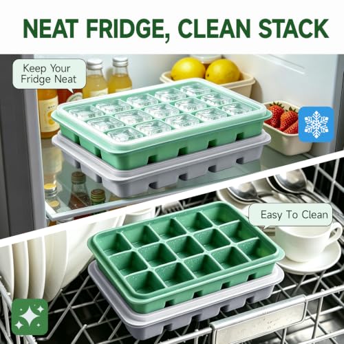 Ice Cube Trays Set of 2 (Green+Gray)