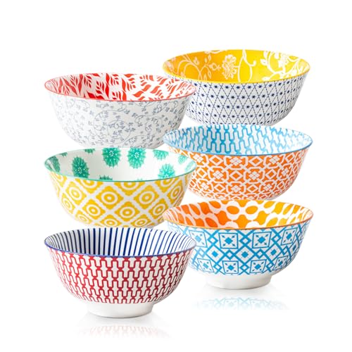 24 Oz Ceramic Soup Bowls Set of 6 (Assorted Colors / 24oz)