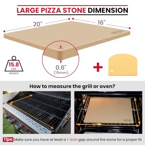 20 x 16 Inch Extra Large Pizza Stone for Oven and Grill (20" x 16" Rectangular)