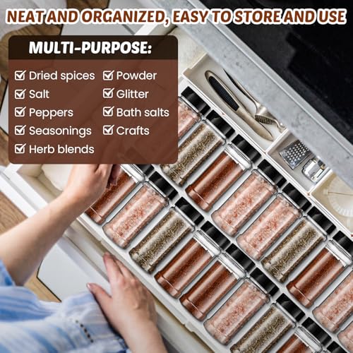 36 Pcs Plastic Spice Jars with Shaker Lids (8.5 oz / Black)
