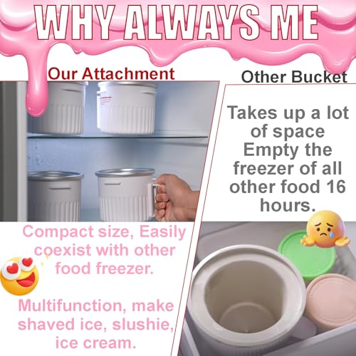 Shaved Ice Attachment and 1 Pack Ice Cream Maker Attachment Set Fit for KitchenAid Stand Mixer (1 x ice cream + 1 x shaved ice / Mat White)