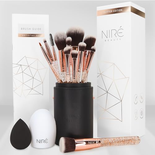 Beauty Glitter Makeup Brush Set (Glitter & Rose Gold)