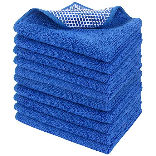 Dish Cloth for Washing Dishes Kitchen Washcloth Cleaning Cloth (Dark Blue / 12inchx12inch 10pack)