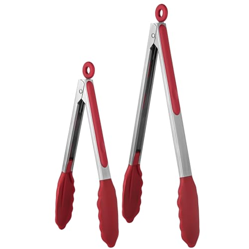 Kitchen Tong for Cooking (Red / 9+12 inch)