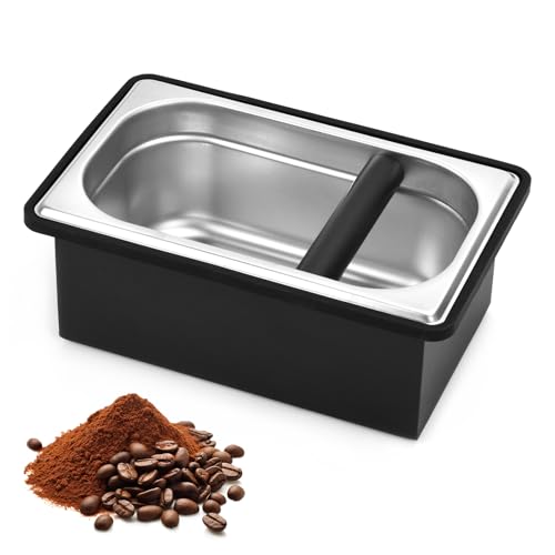 Espresso Knock Box Stainless Steel Large Coffee Puck Container Knockbox (Large)