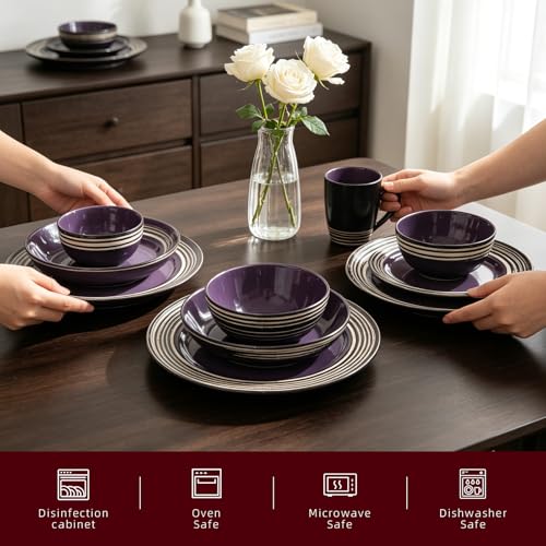 HomeVss 48 Piece Dinnerware Set (Lavender / Service for 8 - 48pc Set)