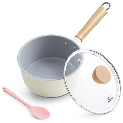 Ceramic Nonstick Sauce Pan with Lid (White)