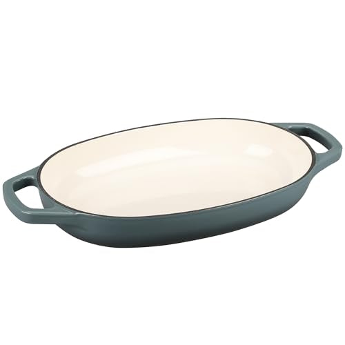 Enameled Cast Iron Oval Dutch Oven Pot with Lid (Slateblue / 5 Quart)