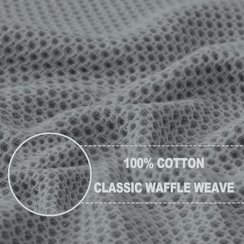 100% Cotton Waffle Weave Kitchen Dish Towels 8 (Grey / 13 X 28 - 8 Pack)