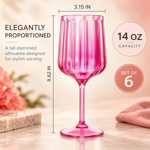 Acrylic Lucia Stemmed Goblets (Wine Glass / Hot Pink)