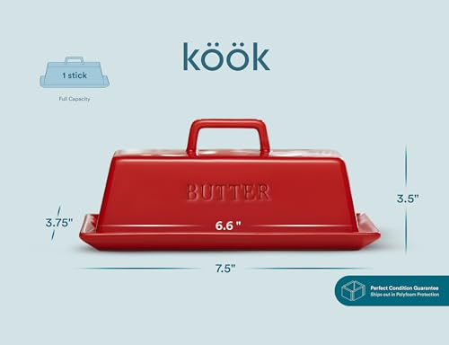 Ceramic Butter Dish with Lid (Red)