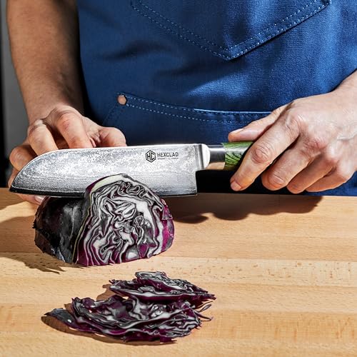 7" Japanese Damascus Stainless Steel Santoku Knife (Green / 7 Inch Santoku Knife)