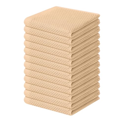 100% Cotton Waffle Weave Kitchen Dish Cloths 12 (Apricot / 12 X 12 - 12 Pack)