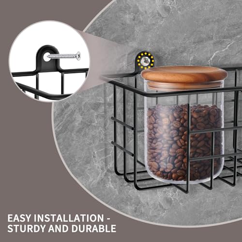 Spice Rack Organizer Wall Mount (Black-4 Pack)