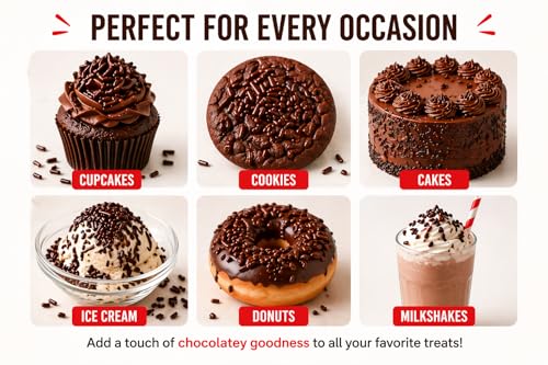 Chocolate Jimmies Sprinkles for Cake Decorating & Ice Cream 8.6 Oz