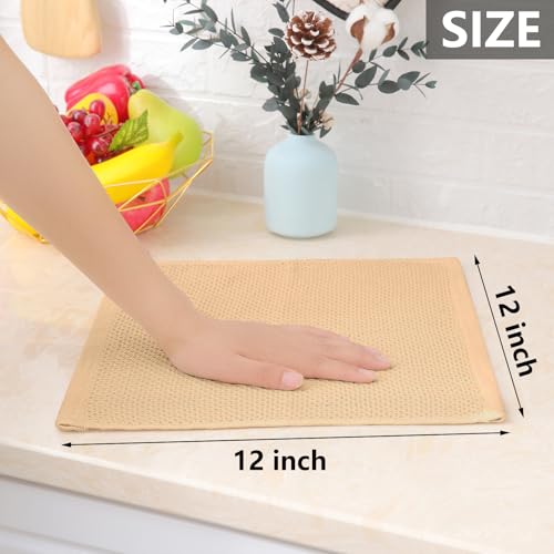 100% Cotton Waffle Weave Kitchen Dish Cloths 12 (Apricot / 12 X 12 - 12 Pack)