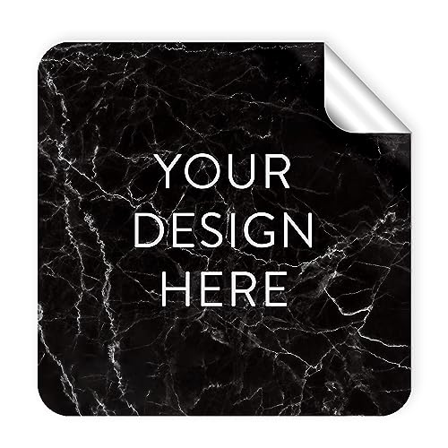 100 Custom Vinyl Stickers (Black Marble / 1.5x1.5 Square)