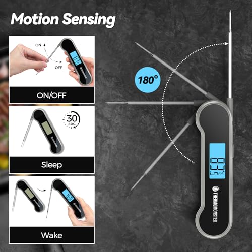 0.5 Sec Instant Read Meat Thermometer Digital for Cooking (Grey)