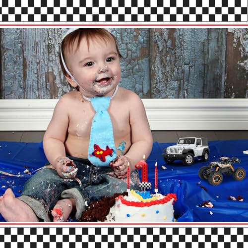 13PCS Racing Car Theme Birthday Candle Set with Checkered Flag Design (Black+White+Red / 1)