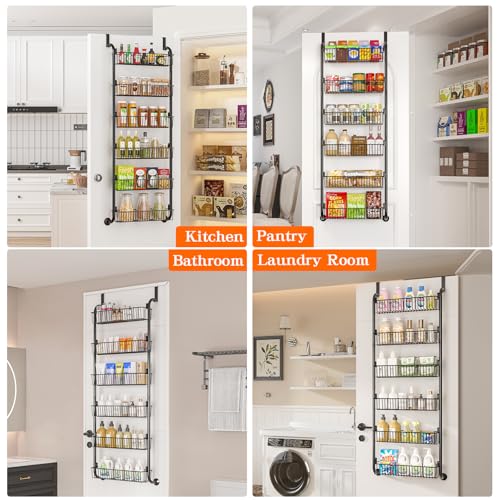Over the Door Pantry Organizers and Storage (6-Tier / Black)
