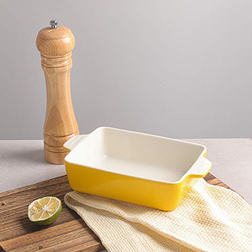 Sweejar Ceramic Baking Dish (Yellow / Rectangle 6.5 x 4.9IN)