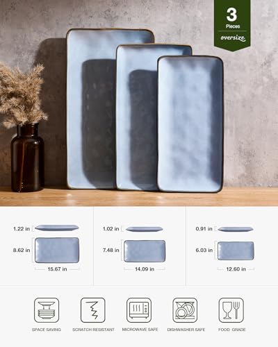 Serving Platters Set of 3 Sizes (Blue)