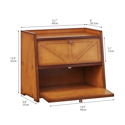 Vintage Double Layer Bread Box for Kitchen Counter Bamboo Bread Storage Container Large Capacity Bread Storage Bin (Antique Brown)