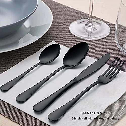 48 Piece Black Flatware Set with Steak Knives (48 Piece / Black)