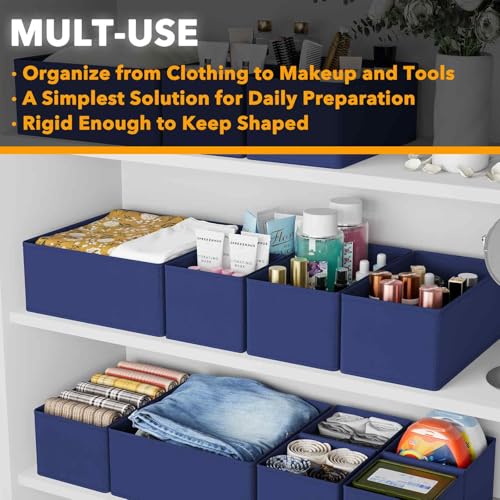 Drawer Organizer for Clothes (12 Pack / Blue)
