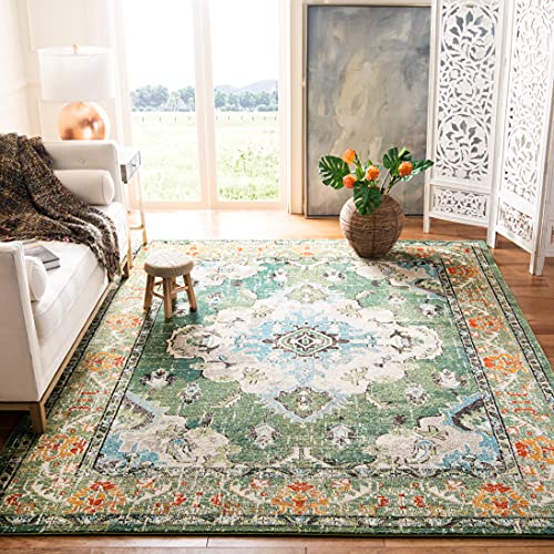 Monaco Accent Rug 2'2"x4' (2'2" x 4' (Rectangular) / Forest Green/Light Blue)