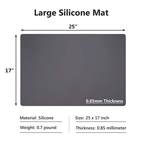 Gray Silicone Mats for Kitchen Counter (L-25"x 17"x 0.03" / Gray)
