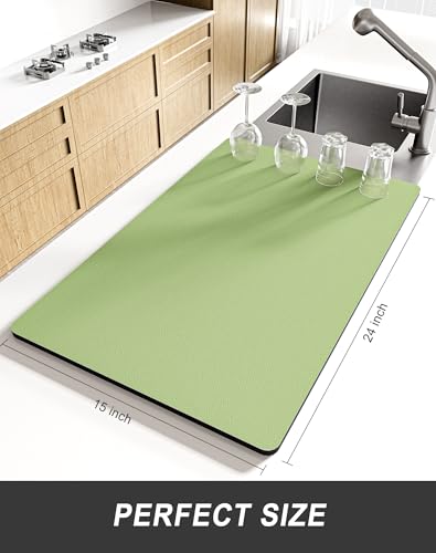 Dish Drying Mat for Kitchen Counter (A-green / 15" x 24")