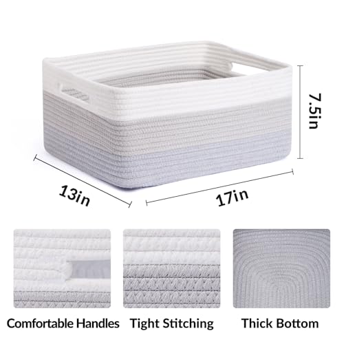Large Storage Baskets for Shelves (2pcs-L17×W13×H7.5" / Gradient Grey)