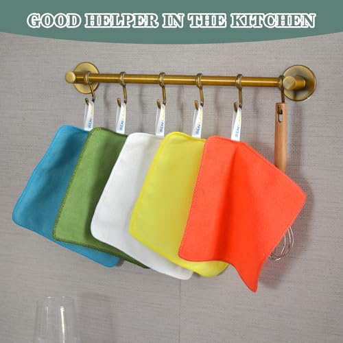 Dish Cloth for Washing Dishes Kitchen Washcloth Cleaning Cloth (Assorted Color-5 / 7.87inchx7.87inch 10pack)