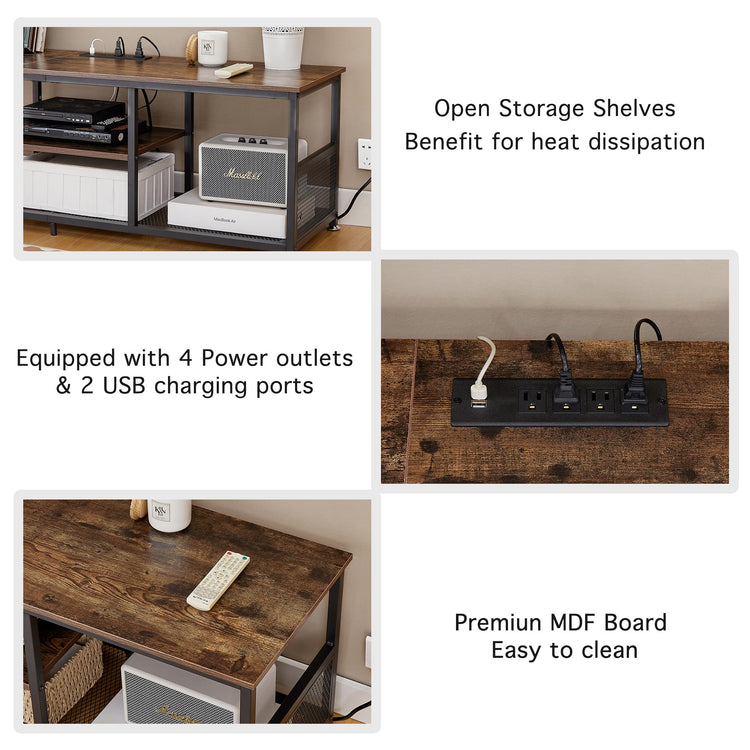 TV Stand with Power Outlets for Televisions up to 65Inch (Brown / 55 Inches / With Power Outlets)