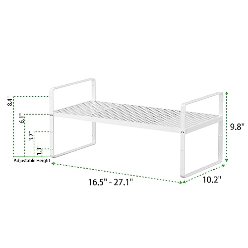 Expandable Storage Shelf (White 3 Packs / Large - 10.2"W x (16.5"-27.1")L x 9.8"H)